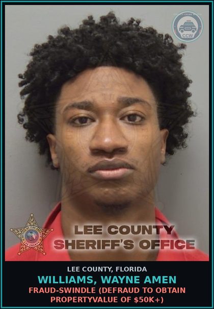 CCW arrest card for WILLIAMS, WAYNE AMEN in Lee County: PUBLIC ORDER CRIMES  (COND/PARTIC IN ENTERPRISE THRU RACKETEERING)