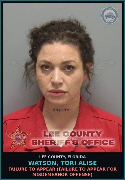 CCW arrest card for WATSON, TORI ALISE in Lee County: FAILURE TO APPEAR  (FAILURE TO APPEAR FOR MISDEMEANOR OFFENSE)