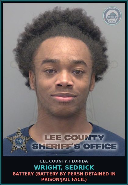 CCW arrest card for WRIGHT, SEDRICK in Lee County: BATTERY  (BATTERY BY PERSN DETAINED IN PRISON/JAIL FACIL)