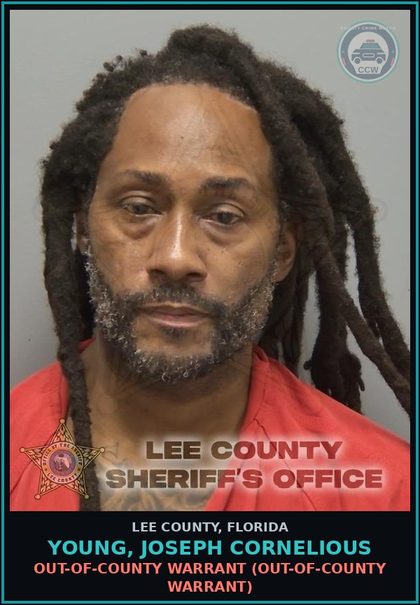 CCW arrest card for YOUNG, JOSEPH CORNELIOUS in Lee County: OUT-OF-COUNTY WARRANT  (OUT-OF-COUNTY WARRANT)