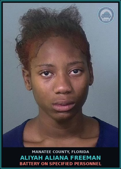 CCW arrest card for ALIYAH ALIANA FREEMAN in Manatee County: BATTERY ON SPECIFIED PERSONNEL