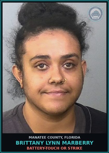 CCW arrest card for BRITTANY LYNN MARBERRY in Manatee County: CRIMINAL REGISTRANT