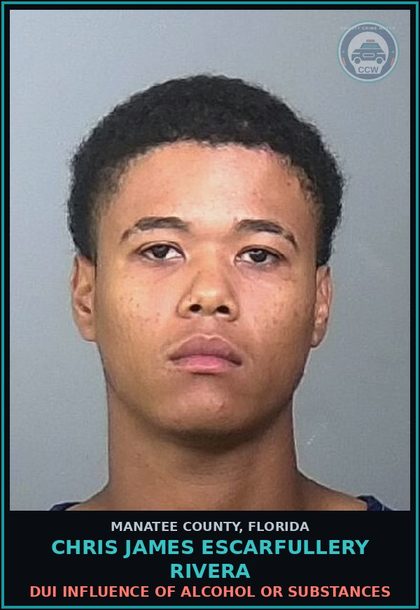 CCW arrest card for CHRIS JAMES ESCARFULLERY RIVERA in Manatee County: DUI INFLUENCE OF ALCOHOL OR DRUGS
