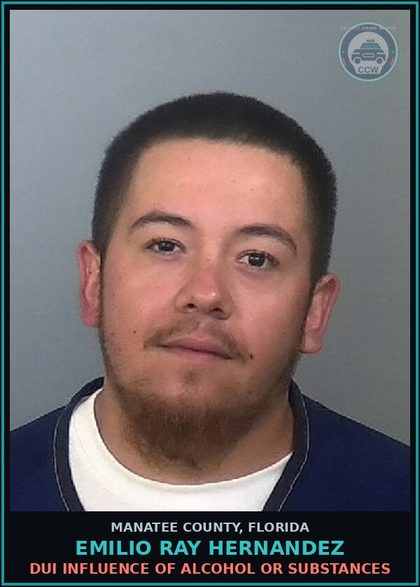 CCW arrest card for EMILIO RAY HERNANDEZ in Manatee County: RECKLESS DRIVING 1ST OFF