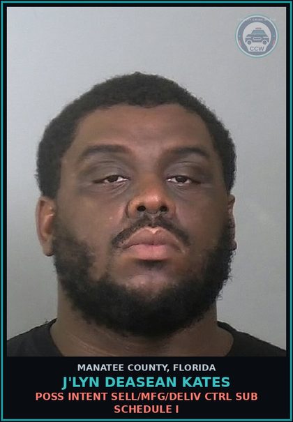 CCW arrest card for J'LYN DEASEAN KATES in Manatee County: CRIMINAL REGISTRANT
