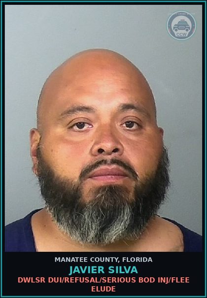 CCW arrest card for JAVIER SILVA in Manatee County: DRIVE W LIC FROM OTHER STATE WHEN FL LIC SUSP