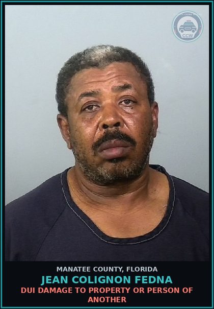 CCW arrest card for JEAN COLIGNON FEDNA in Manatee County: DUI DAMAGE TO PROPERTY OR PERSON OF ANOTHER