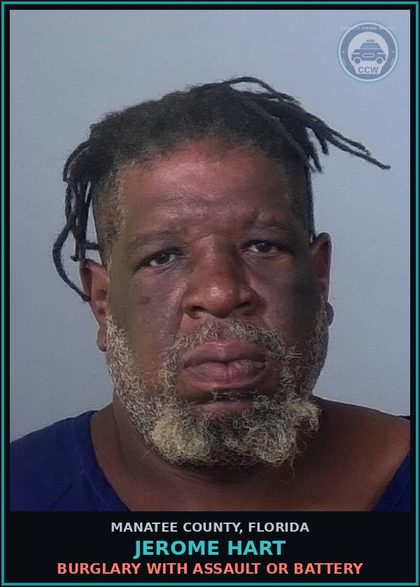CCW arrest card for JEROME HART in Manatee County: RESIST OFFICER WITH VIOLENCE
