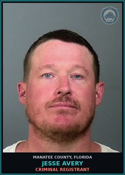 CCW arrest card for JESSE AVERY in Manatee County: CRIMINAL REGISTRANT