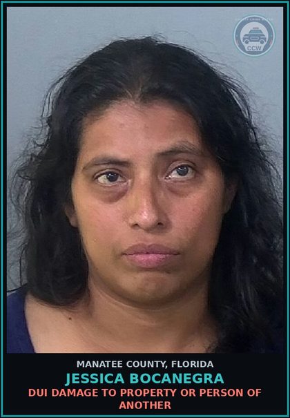CCW arrest card for JESSICA BOCANEGRA in Manatee County: DUI DAMAGE TO PROPERTY OR PERSON OF ANOTHER