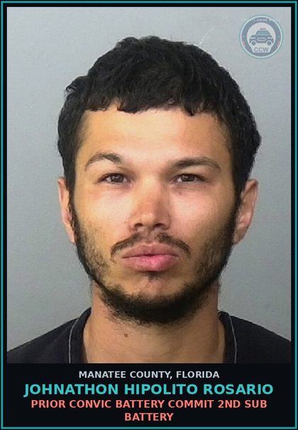 CCW arrest card for JOHNATHON HIPOLITO ROSARIO in Manatee County: VIOL PROB/COMM CNTL - FEL