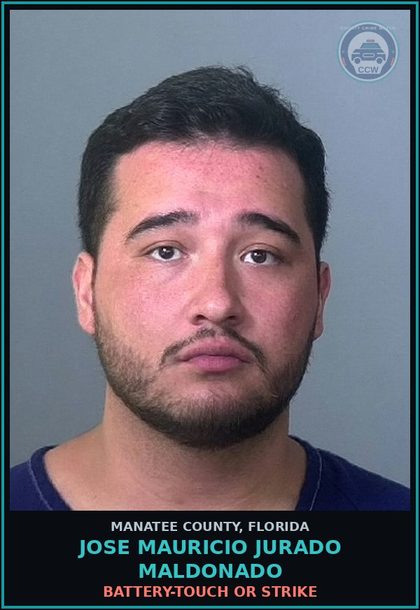 CCW arrest card for JOSE MAURICIO JURADO MALDONADO in Manatee County: BATTERY-TOUCH OR STRIKE