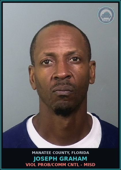 CCW arrest card for JOSEPH GRAHAM in Manatee County: VIOL PROB/COMM CNTL - MISD