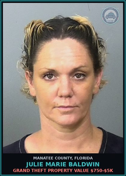 CCW arrest card for JULIE MARIE BALDWIN in Manatee County: REMAND HOLD-NO CCH ENTRY