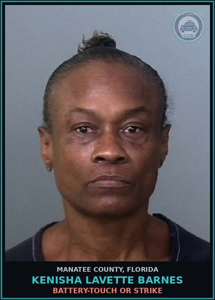 CCW arrest card for KENISHA LAVETTE BARNES in Manatee County: BATTERY-TOUCH OR STRIKE