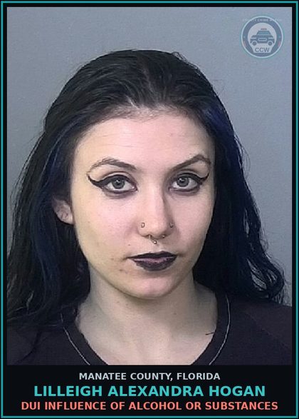 CCW arrest card for LILLEIGH ALEXANDRA HOGAN in Manatee County: DUI INFLUENCE OF ALCOHOL OR DRUGS
