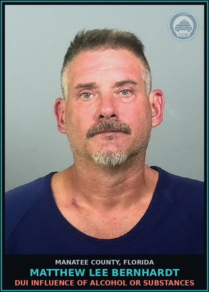 CCW arrest card for MATTHEW LEE BERNHARDT in Manatee County: DUI INFLUENCE OF ALCOHOL OR DRUGS