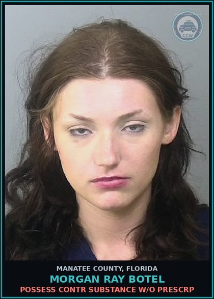 CCW arrest card for MORGAN RAY BOTEL in Manatee County: POSSESS contr substance W/O PRESCRIPTION