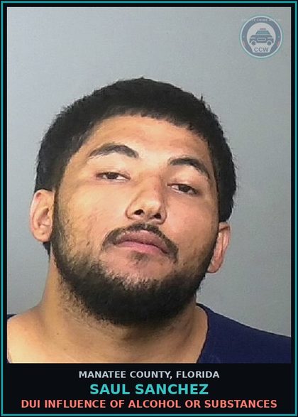 CCW arrest card for SAUL SANCHEZ in Manatee County: DRIV WHILE LIC SUSPEND REVOCATION EQUIV STATUS