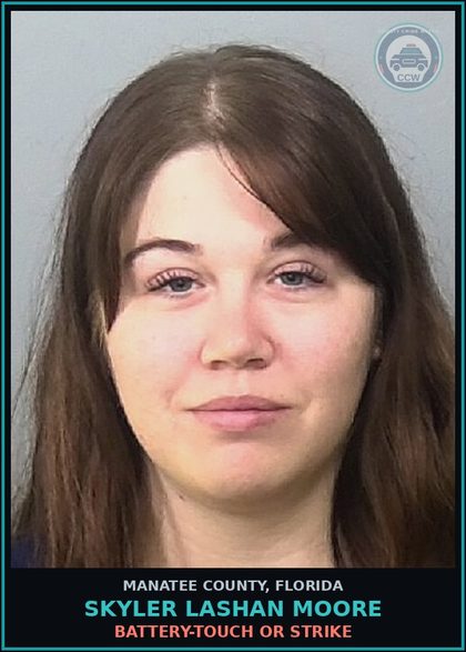 CCW arrest card for SKYLER LASHAN MOORE in Manatee County: BATTERY-TOUCH OR STRIKE