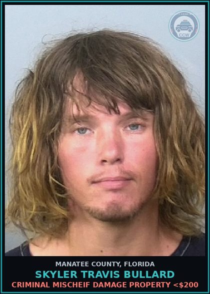 CCW arrest card for SKYLER TRAVIS BULLARD in Manatee County: CRIMINAL MISCHEIF DAMAGE PROPERTY <$200