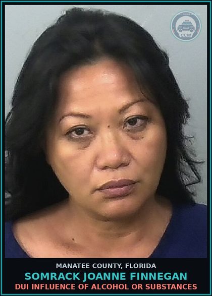 CCW arrest card for SOMRACK JOANNE FINNEGAN in Manatee County: DUI INFLUENCE OF ALCOHOL OR DRUGS