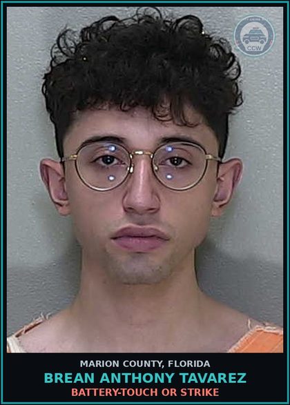 CCW arrest card for BREAN ANTHONY TAVAREZ in Marion County: BATTERY-TOUCH OR STRIKE