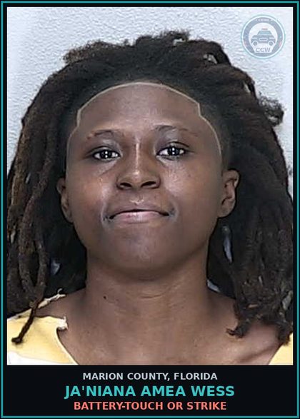 CCW arrest card for JA'NIANA AMEA WESS in Marion County: BATTERY-TOUCH OR STRIKE