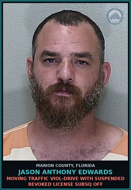 CCW arrest card for JASON ANTHONY EDWARDS in Marion County: MOVING TRAFFIC VIOL-DRIVE WITH SUSPENDED REVOKED LICENSE SUBSQ OFF
