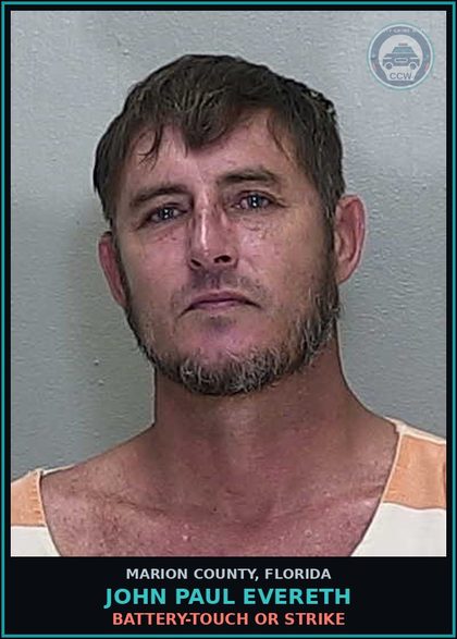 CCW arrest card for JOHN PAUL EVERETH in Marion County: BATTERY-TOUCH OR STRIKE