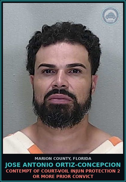 CCW arrest card for JOSE ANTONIO ORTIZ-CONCEPCION in Marion County: CONTEMPT OF COURT-VOIL INJUN PROTECTION 2 OR MORE PRIOR CONVICT