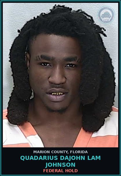 CCW arrest card for QUADARIUS DAJOHN LAM JOHNSON in Marion County: FEDERAL HOLD