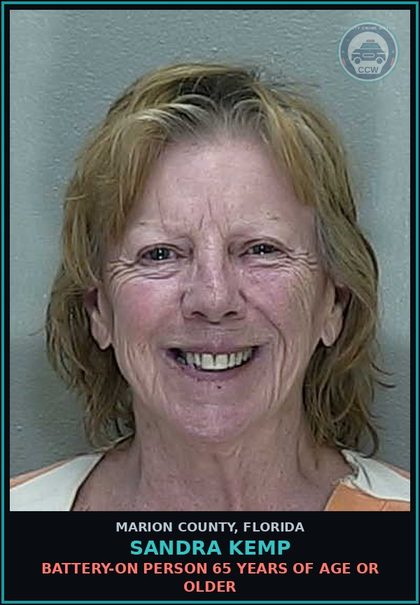 CCW arrest card for SANDRA KEMP in Marion County: BATTERY-ON PERSON 65 YEARS OF AGE OR OLDER
