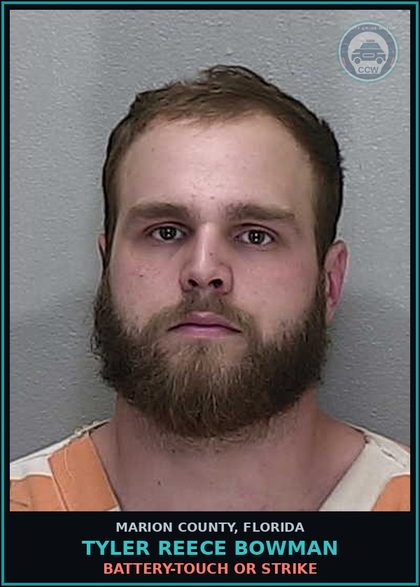 CCW arrest card for TYLER REECE BOWMAN in Marion County: BATTERY-TOUCH OR STRIKE