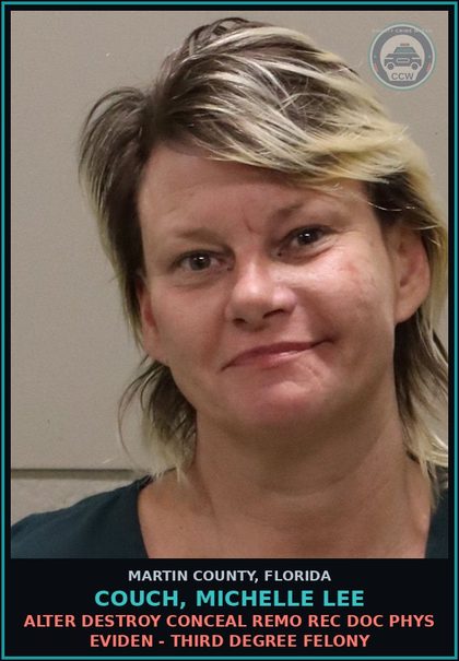 CCW arrest card for COUCH, MICHELLE LEE in Martin County: POSSESSION AND OR USE DRUG PARAPHERNALIA - First Degree Misdemeanor