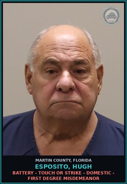 CCW arrest card for ESPOSITO, HUGH in Martin County: BATTERY - TOUCH OR STRIKE - DOMESTIC - First Degree Misdemeanor
