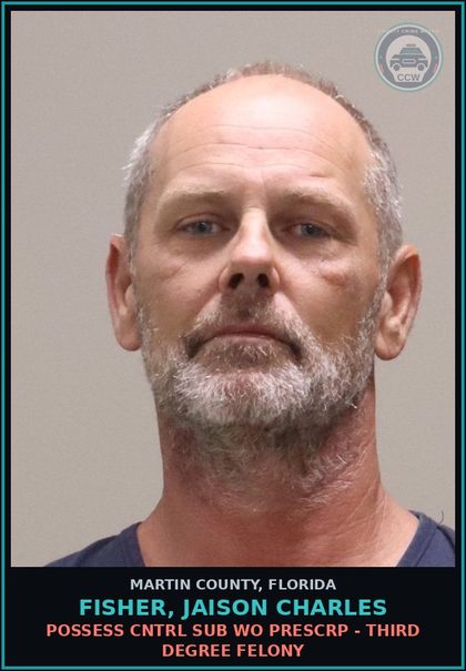 CCW arrest card for FISHER, JAISON CHARLES in Martin County: DUI INFLUENCE OF ALCOHOL OR DRUGS - Second Degree Misdemeanor