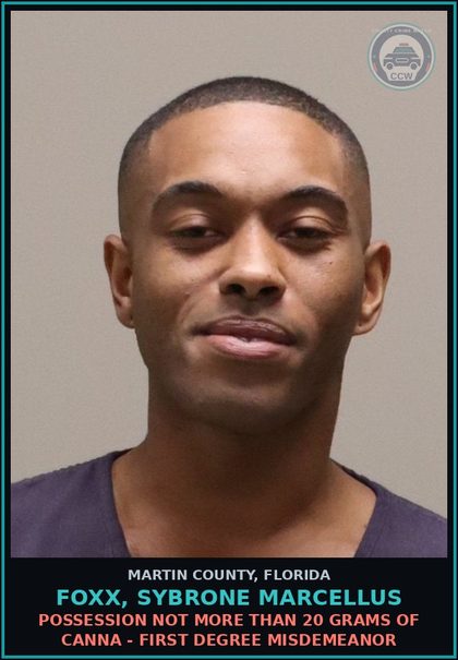 CCW arrest card for FOXX, SYBRONE MARCELLUS in Martin County: DWLSR OR REVOCATION EQUIV STATUS SUBSQ OFF - First Degree Misdemeanor
