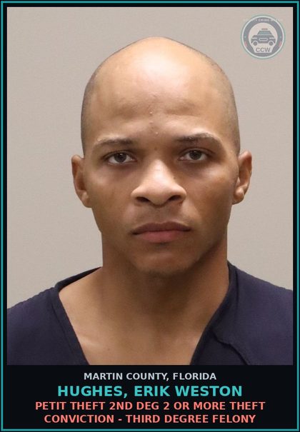 CCW arrest card for HUGHES, ERIK WESTON in Martin County: OBSTRUCT WO VIOLENCE - First Degree Misdemeanor