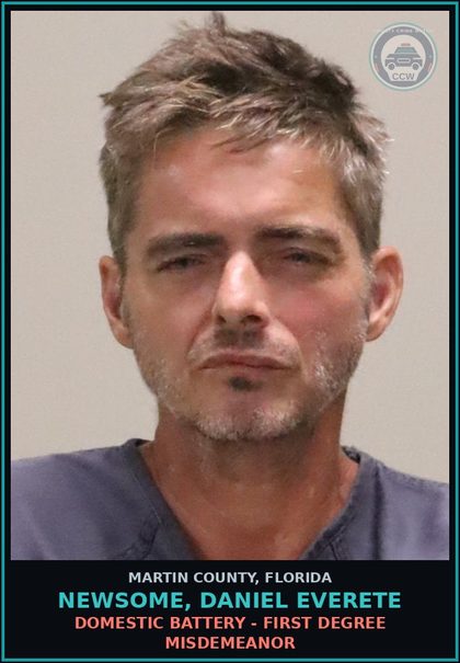 CCW arrest card for NEWSOME, DANIEL EVERETE in Martin County: DOMESTIC BATTERY - First Degree Misdemeanor