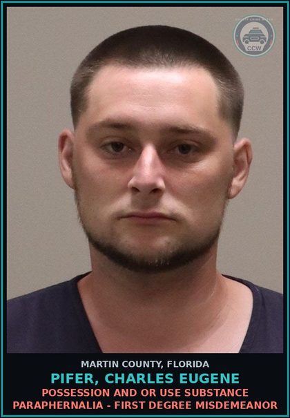 CCW arrest card for PIFER, CHARLES EUGENE in Martin County: BRAWLING FIGHTING CORRUPT PUBLIC MORAL DECENCY - Second Degree Misdemeanor