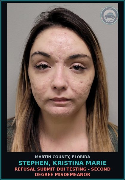 CCW arrest card for STEPHEN, KRISTINA MARIE in Martin County: DRIVING UNDER THE INFLUENCE - First Degree Misdemeanor