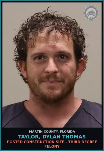 CCW arrest card for TAYLOR, DYLAN THOMAS in Martin County: DUI INFLUENCE OF ALCOHOL OR DRUGS - Second Degree Misdemeanor