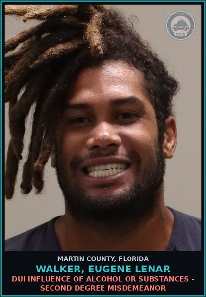 CCW arrest card for WALKER, EUGENE LENAR in Martin County: DWLSR REVOCATION EQUIV STATUS 2ND SUBS OFF - First Degree Misdemeanor