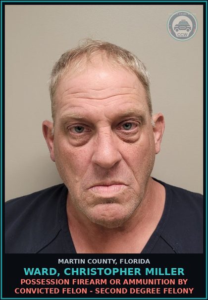 CCW arrest card for WARD, CHRISTOPHER MILLER in Martin County: POSSESSION OF BUPRENORPHINE - Third Degree Felony