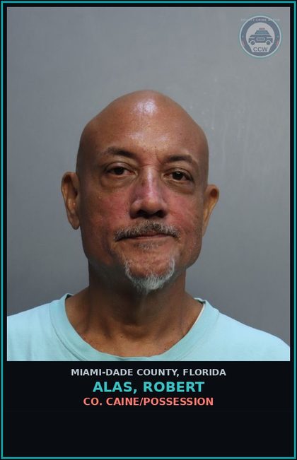 CCW arrest card for ALAS, ROBERT in Miami-Dade County: COCAINE/POSSESSION