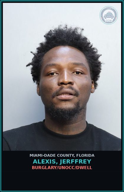 CCW arrest card for ALEXIS, JERFFREY in Miami-Dade County: BURGLARY/UNOCC/DWELL