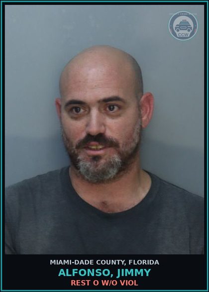 CCW arrest card for ALFONSO, JIMMY in Miami-Dade County: REST O W/O VIOL