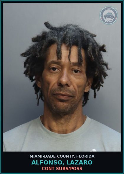 CCW arrest card for ALFONSO, LAZARO in Miami-Dade County: CONT SUBS/POSS