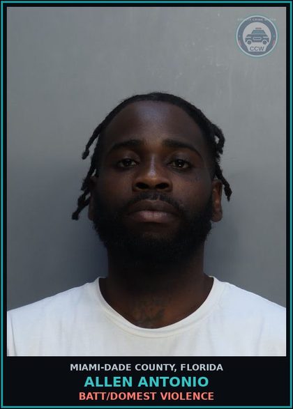 CCW arrest card for ALLEN ANTONIO in Miami-Dade County: BATT/DOMEST VIOLENCE